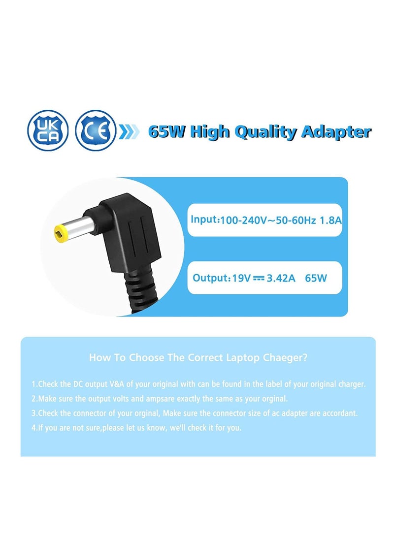 NTECH 45W 65W Asus Laptop Charger for Asus Laptop Power Cord,Asus Notebook PC Charger X54C X401 X501 X550 X551 X552 X555 X751 K50 K52 K53 K55 Charger Power Supply Cord 5.5 x 2.5mm - Image 2