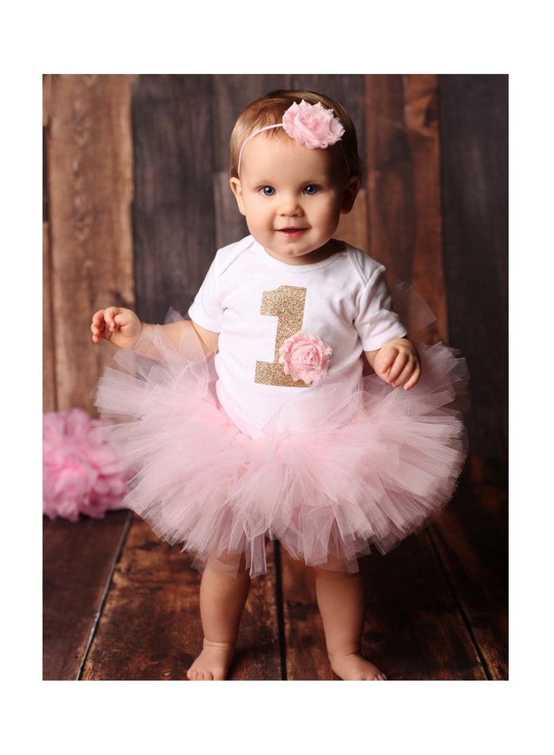 CMGTYYD Baby Girl Birthday Unicorn Outfit Toddler Girl My 1st Birthday Romper Tutu Skirt with Headband Clothes Set Pink - Image 1