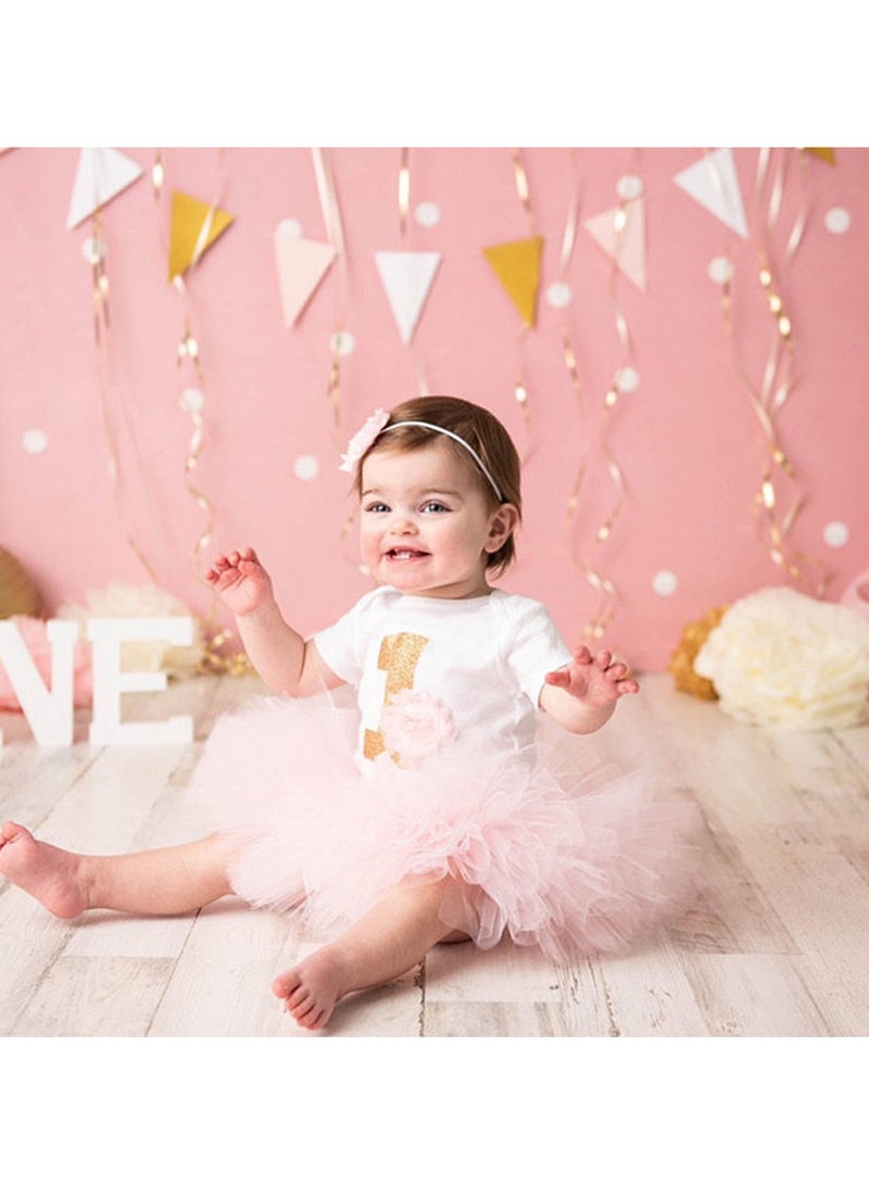 CMGTYYD Baby Girl Birthday Unicorn Outfit Toddler Girl My 1st Birthday Romper Tutu Skirt with Headband Clothes Set Pink - Image 2
