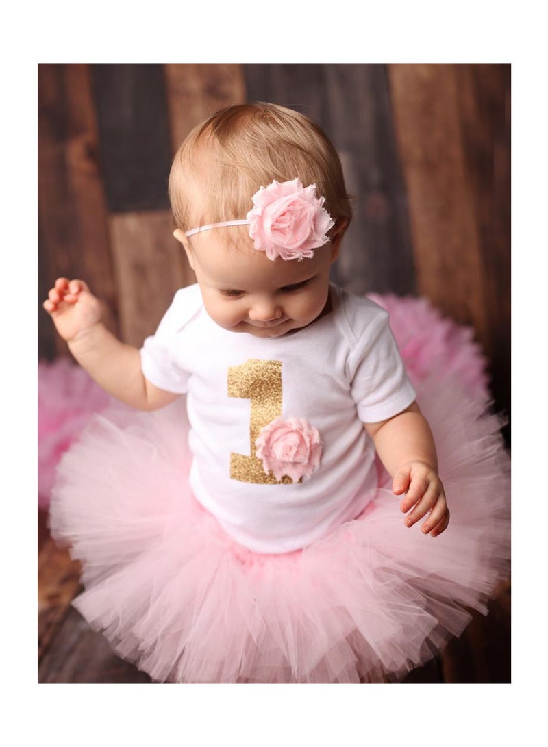 CMGTYYD Baby Girl Birthday Unicorn Outfit Toddler Girl My 1st Birthday Romper Tutu Skirt with Headband Clothes Set Pink - Image 5