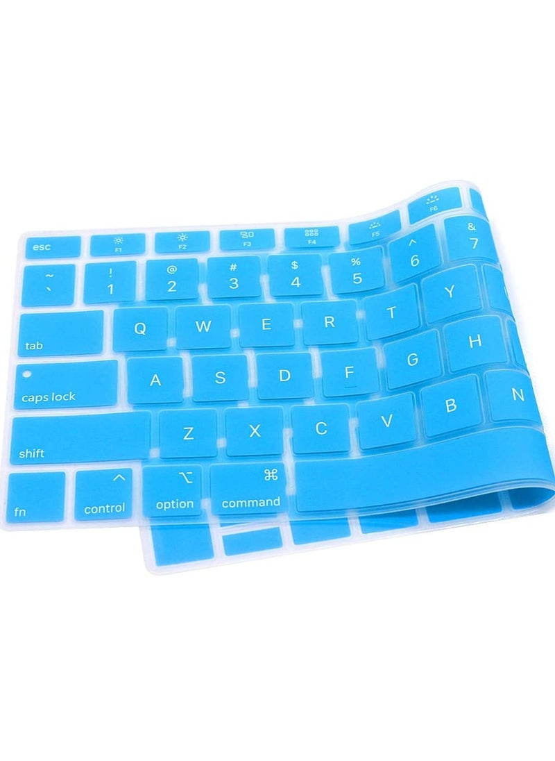 US Layout English Keyboard Cover for MacBook New Air 13 Inch with Retina Display and Touch ID Model A1932 Release 2018/2019 Sky Blue