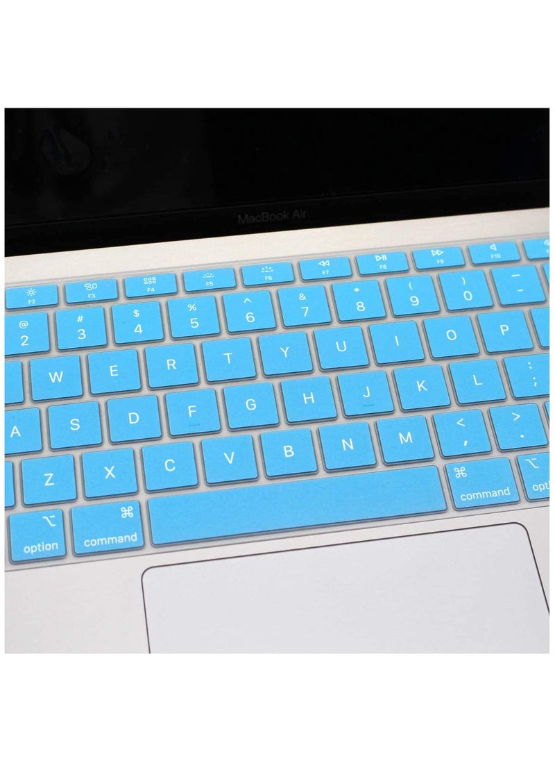 US Layout English Keyboard Cover for MacBook New Air 13 Inch with Retina Display and Touch ID Model A1932 Release 2018/2019 Sky Blue