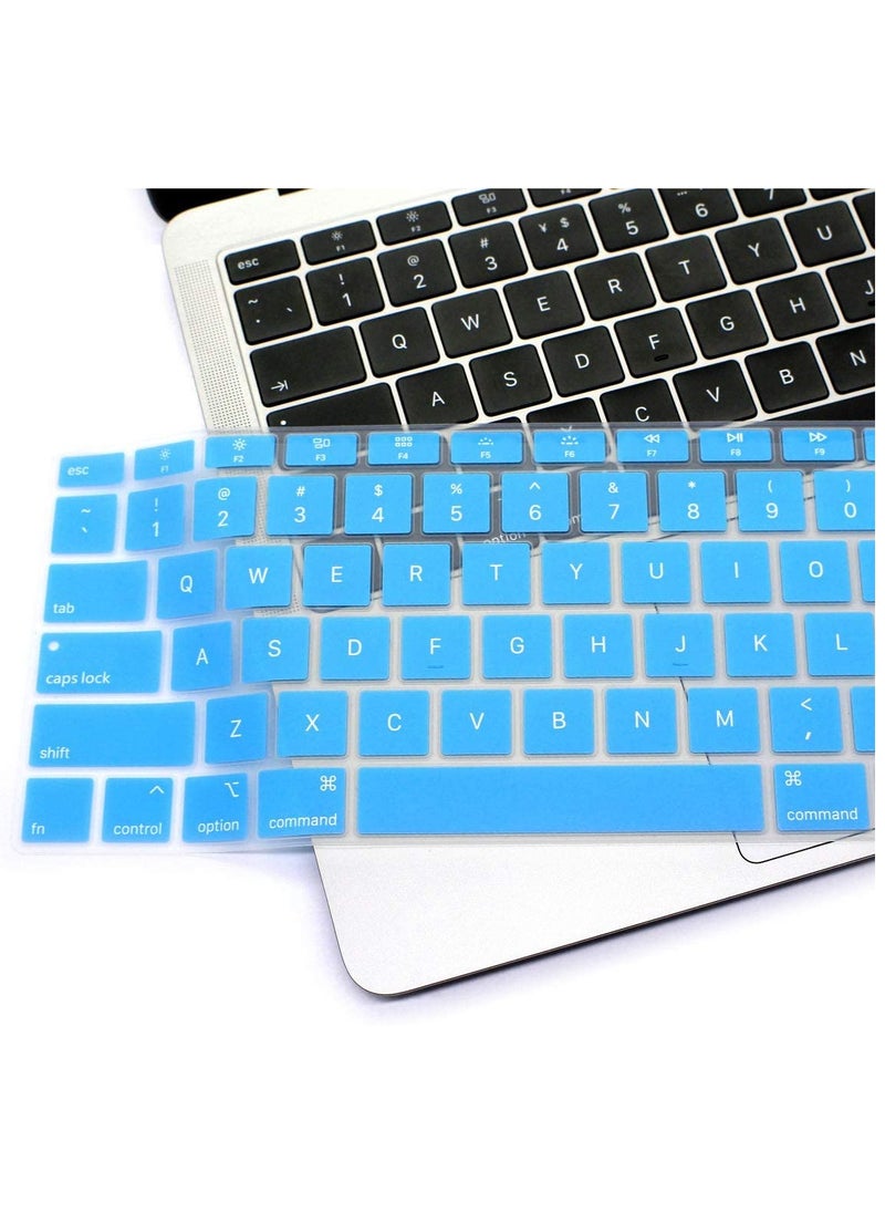 US Layout English Keyboard Cover for MacBook New Air 13 Inch with Retina Display and Touch ID Model A1932 Release 2018/2019 Sky Blue