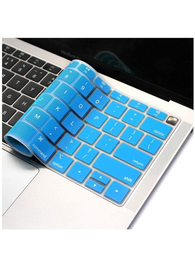 US Layout English Keyboard Cover for MacBook New Air 13 Inch with Retina Display and Touch ID Model A1932 Release 2018/2019 Sky Blue