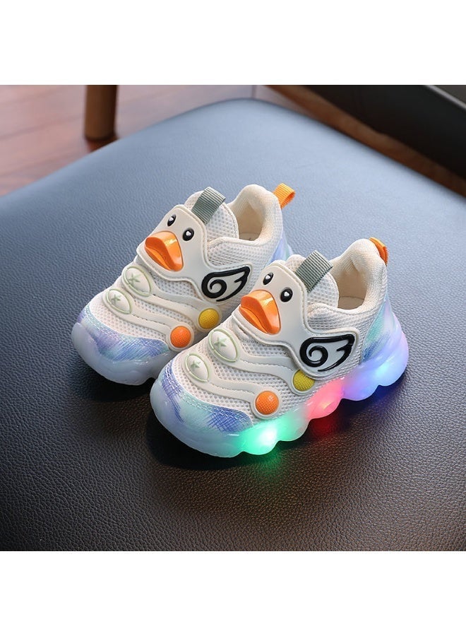 دوكو أطفال إضاءة الأحذية, أحذية رياضية لامعة LED مع خطاف وحلقة المثبت, أحذية شبكة خفيفة الوزن مع نمط الكرتون, أحذية المشي التنفسية للأطفال الصغار, مناسبة للجري, المشي, السفر - Image 1