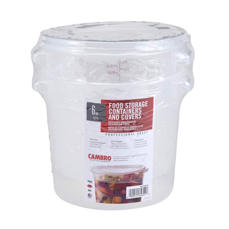 Cambro حاوية تخزين الطعام الدائرية كامبرو RFS6PPSW2190 سعة 6 كوارت مع غطاء، مجموعة من 2 - Image 4