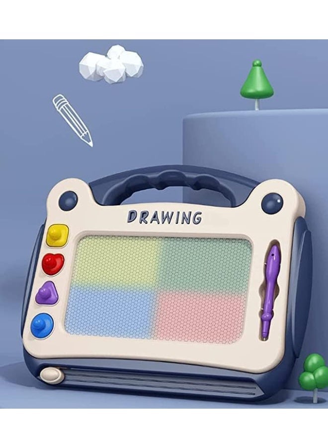Magnetic Drawing Board for Kids – Educational Doodle Pad Toddler Toys Age 1-2, Mess-Free Erasable Sketch Pad with 4 Color Zones & Stamps, Learning & Travel Toy for 1 2 3 Year Old Boys & Girls-Random button color - Image 4