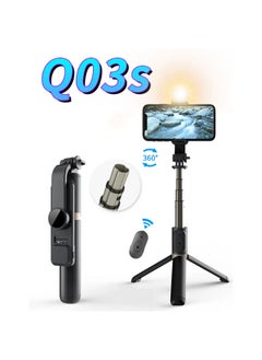 Q03S bluetooth selfie stick expandable mini tripod with LED fill light remote control shutter for Android IOS