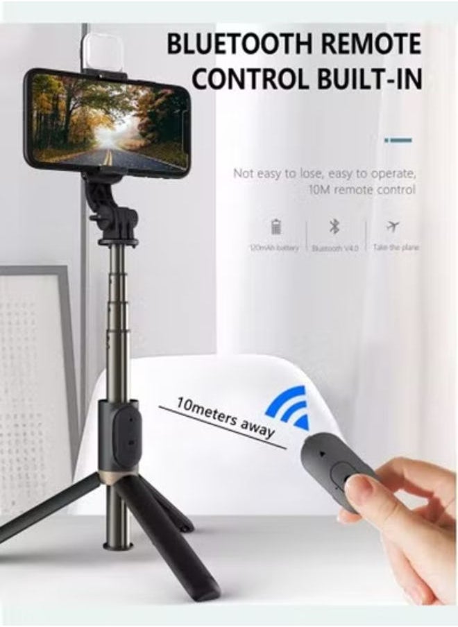 SHOPI - Q03S bluetooth selfie stick expandable mini tripod with LED fill light remote control shutter for Android IOS - Image 1