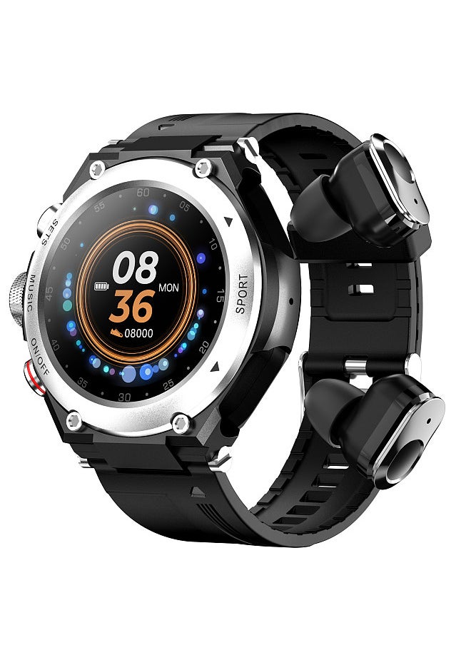 Generic - Smart Watch with Wirelessly Earbuds 2 in 1 Activity Bracelet BT Earphones MP3 Music Call Fitness Tracker Heart Rate Sleep Monitor Compatible with IOS Android Phones - Image 1