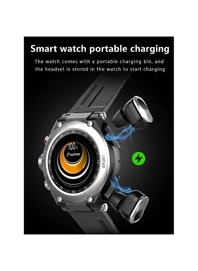 Generic - Smart Watch with Wirelessly Earbuds 2 in 1 Activity Bracelet BT Earphones MP3 Music Call Fitness Tracker Heart Rate Sleep Monitor Compatible with IOS Android Phones - Image 1