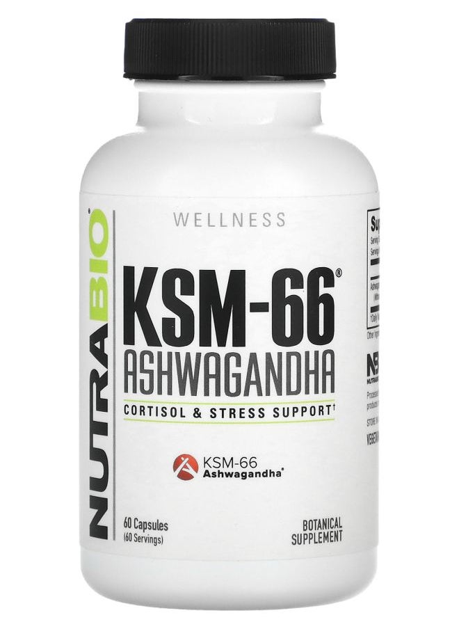 NutraBio - KSM-66 Ashwagandha 600 mg 60 Capsules - Image 1