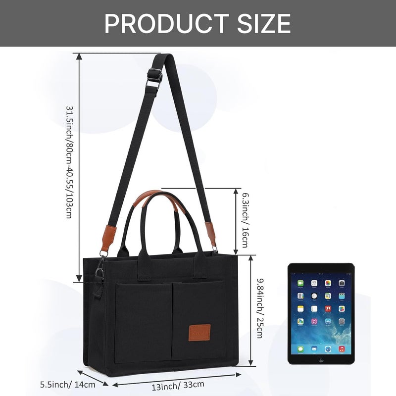 Kawn ® Large Canvas Tote Bag for Women hobo Shoulder Bag with Zipper Multi-Pocket Satchel bag Crossbody Bag with Detachable Strap Everything Everyday Handbags for Office, College and Travel - Image 3