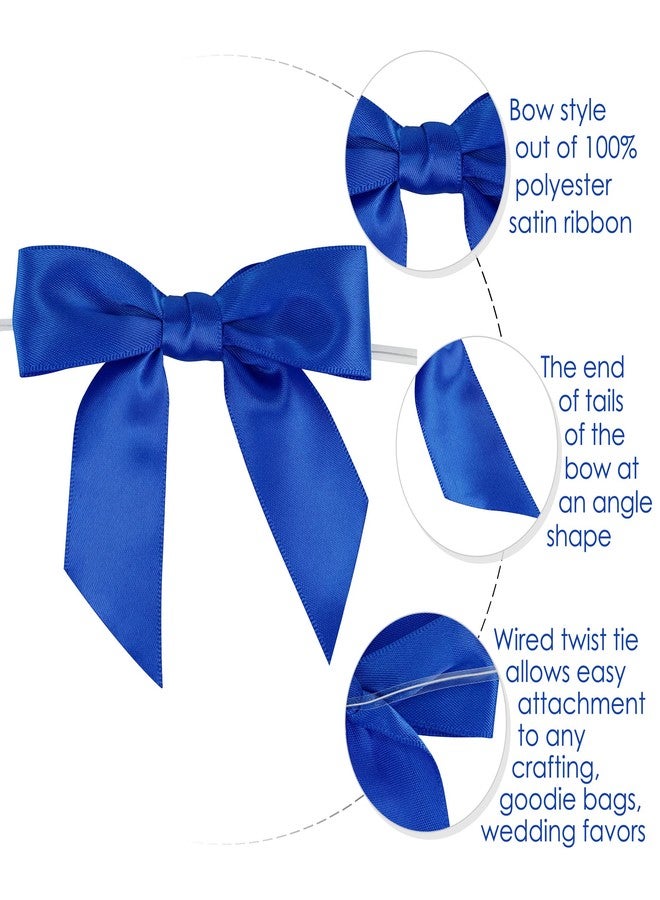 AIMUDI Royal Blue Satin Ribbon Twist Tie Bows - 3.5" Pretied Bows for Crafts, Gift Wrapping & Hanukkah Ornaments - 50 Counts - Image 3