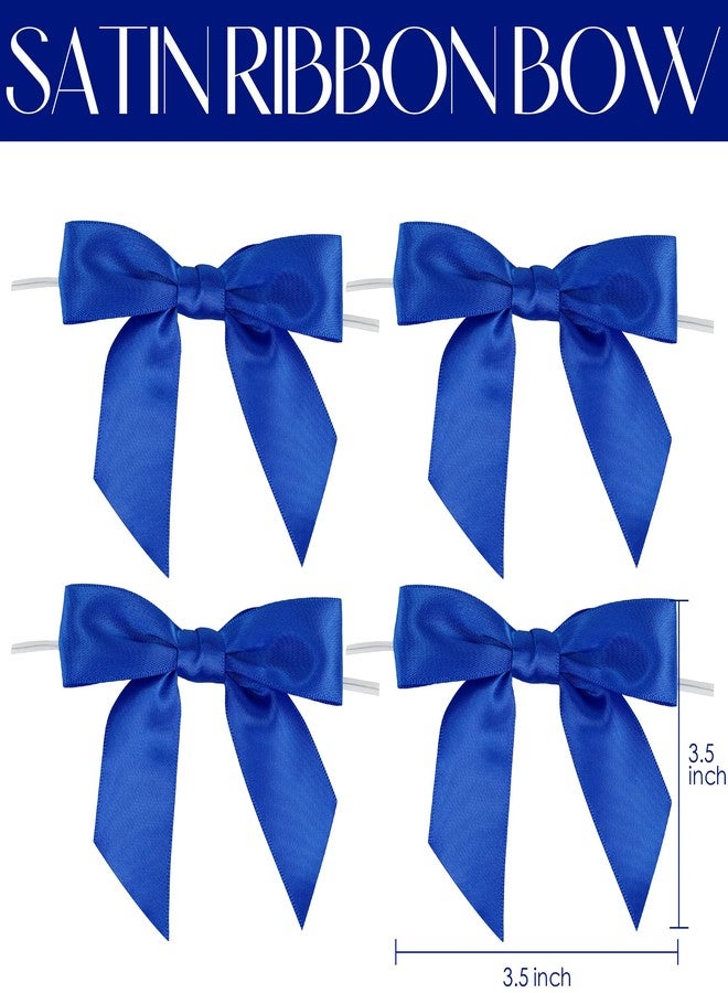AIMUDI Royal Blue Satin Ribbon Twist Tie Bows - 3.5" Pretied Bows for Crafts, Gift Wrapping & Hanukkah Ornaments - 50 Counts - Image 2