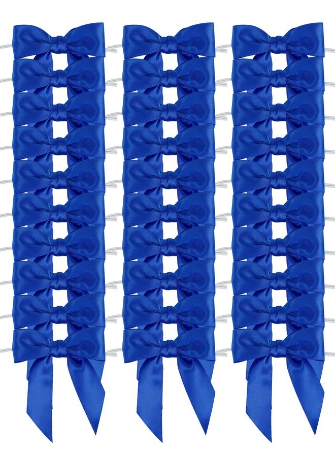 AIMUDI Royal Blue Satin Ribbon Twist Tie Bows - 3.5" Pretied Bows for Crafts, Gift Wrapping & Hanukkah Ornaments - 50 Counts - Image 1