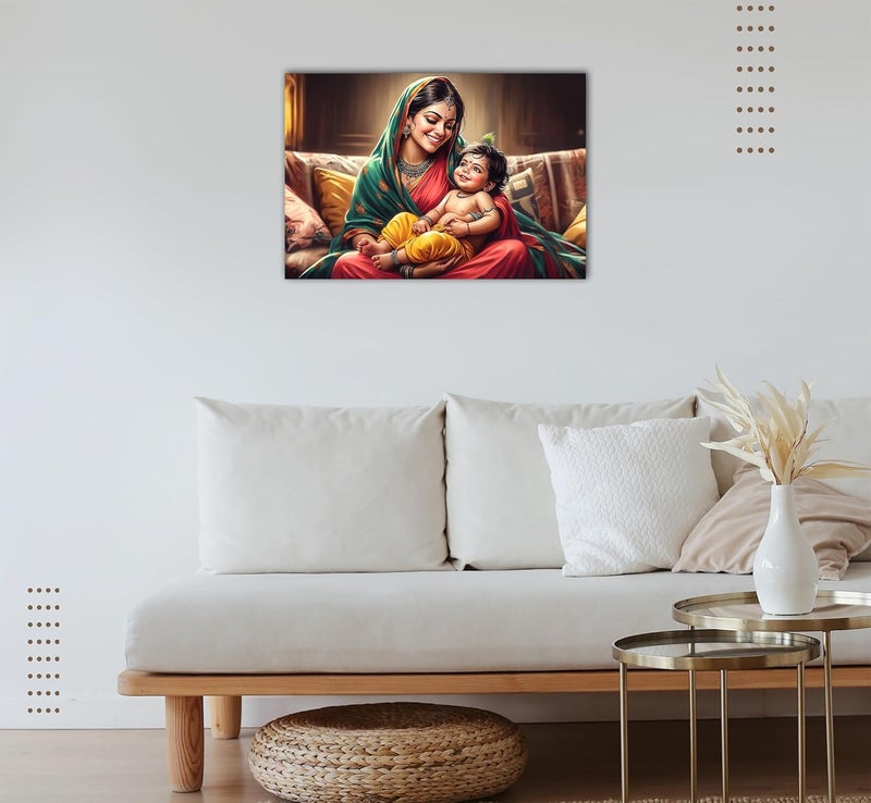 Anaadi Beautiful Bal Krishna With Yashoda Maa Photo Poster Without Frame for Home Office Decoration 12x18 Inch Style 4 - Image 2