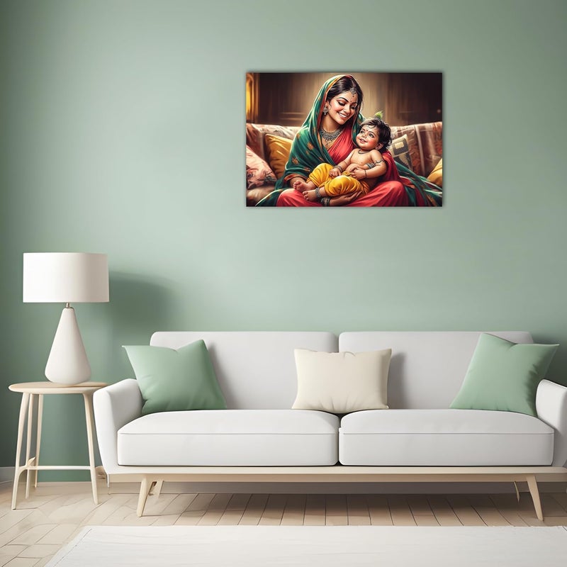 Anaadi Beautiful Bal Krishna With Yashoda Maa Photo Poster Without Frame for Home Office Decoration 12x18 Inch Style 4 - Image 3