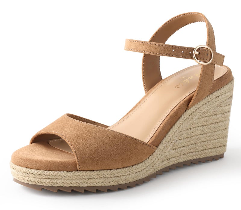 Ankis Espadrilles Wedges Sandals for Women Wedge Platform Sandals Heels Peep Open Toe Comfortable Ankle Strap Buckle Summer Wedge Heels - Image 1