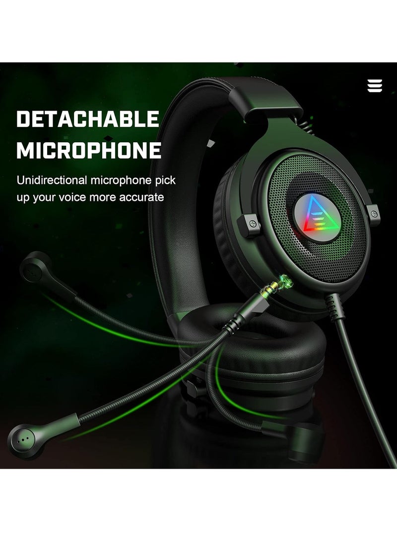 E900 DL RGB Gaming Headset for PC,PS4,Xbox One S/X, Nintendo Switch - Computer Headset with Detachable Noise Cancelling Mic, 7.1 Surround Sound, 50MM Driver - Headphones with Microphone