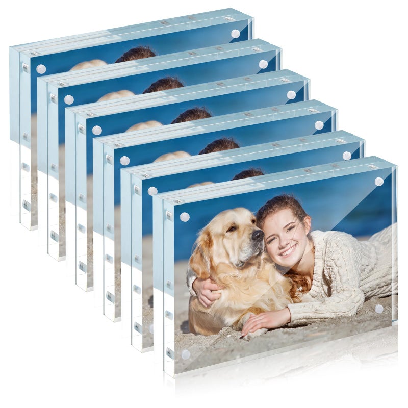 TWING 6 PACK Acrylic Picture Frame 5 x 7 Inch Acrylic Photo FrameHorizontal Magnet Lucite Double Sided Frames 1010MM Clear Picture Frame Ideal Gifts