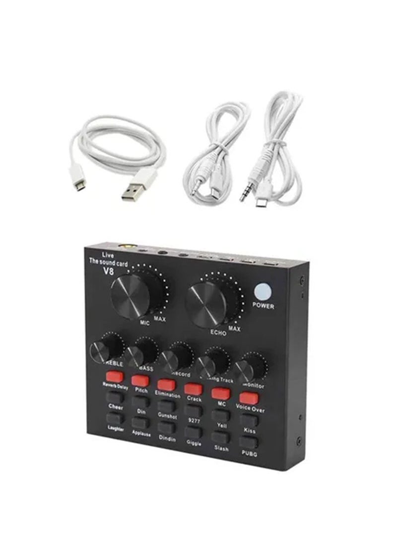 Sharpdo - V8 Sound Card With Bluetooth Mixer Board Voice Changer Live Sound Card - Image 1