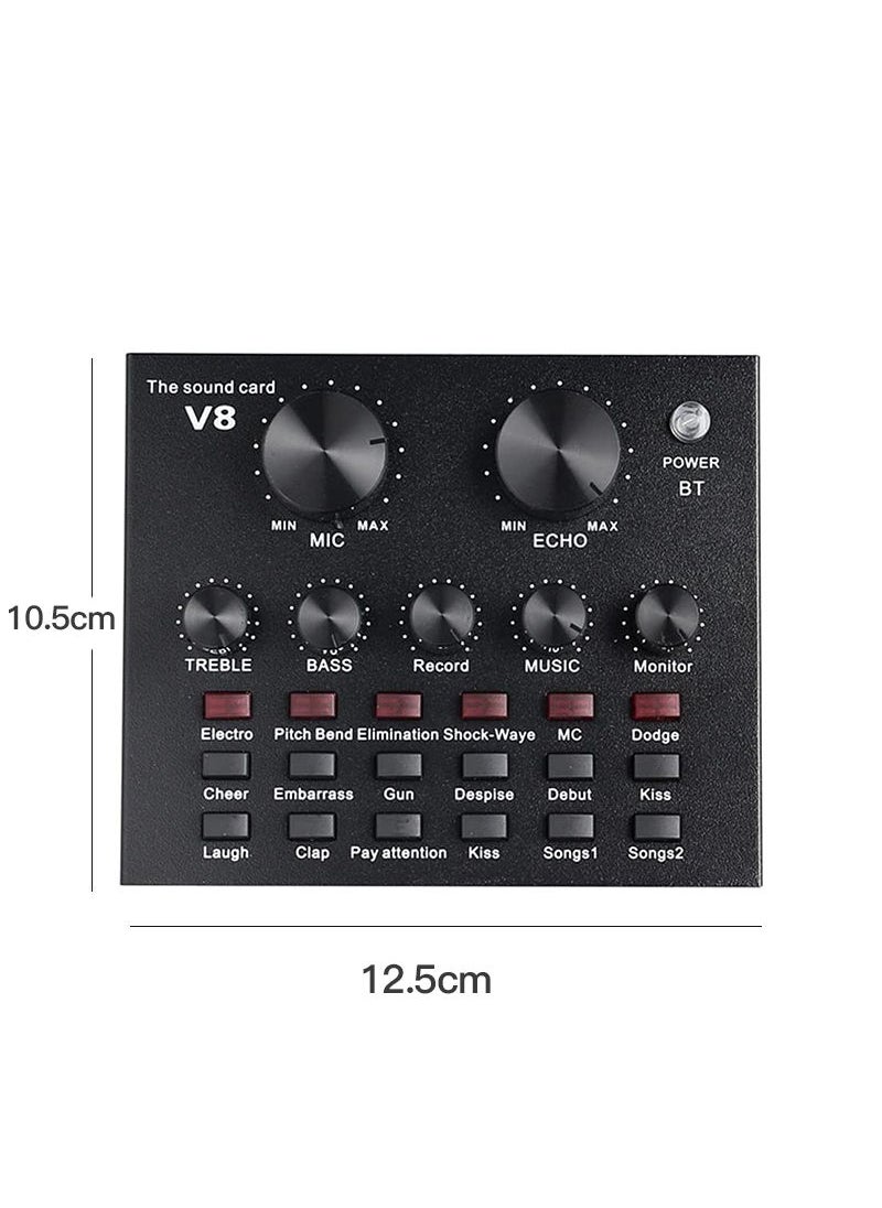 Sharpdo - V8 Sound Card With Bluetooth Mixer Board Voice Changer Live Sound Card - Image 1