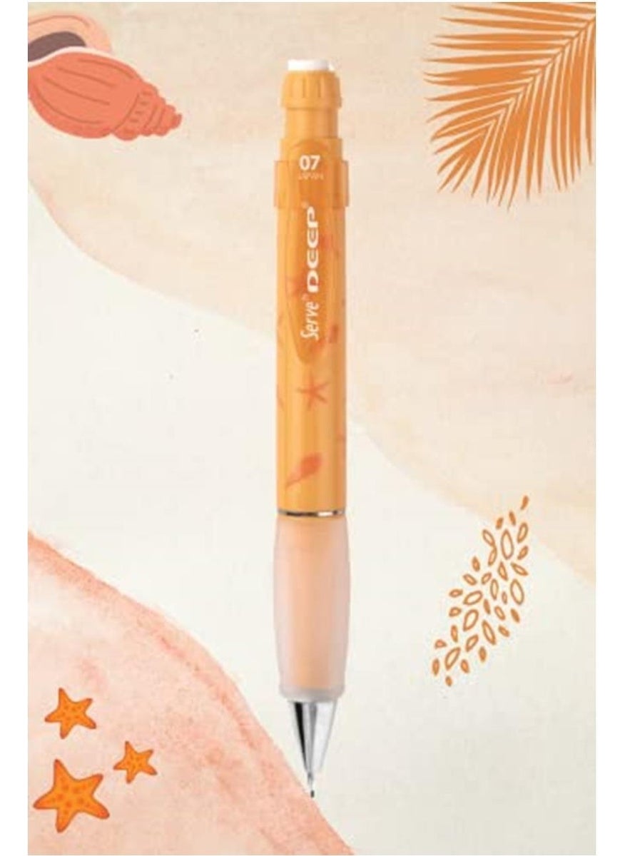 Serve Deep Mechanical Pencil 07MM Mustard Yellow Starfish Pattern  - Image 2
