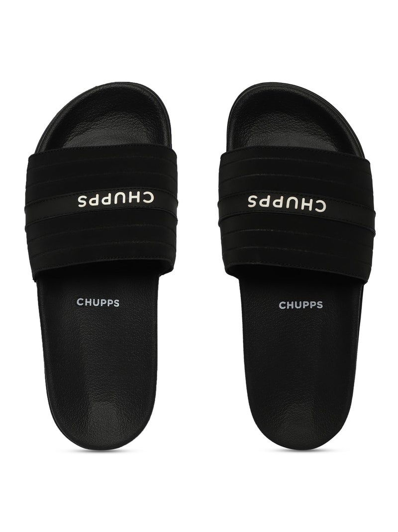 CHUPPS Bandwidth Stitch Women's Slider | FOAM6 6mm Foam Upper, ERGOX Plus Contoured Cushioned Footbed | Snug Fit Super Comfortable Flip Flop Slippers - (Black - 7) - Image 1