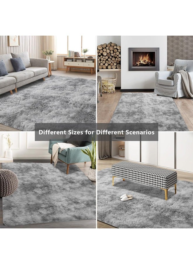 Quivlox - Gradual change tie-dye carpet, thickened soft and comfortable, washable without fading, household indoor carpet, dirt-resistant and non-slip, suitable for children to roll and play（120*160CM,Grey） - Image 1