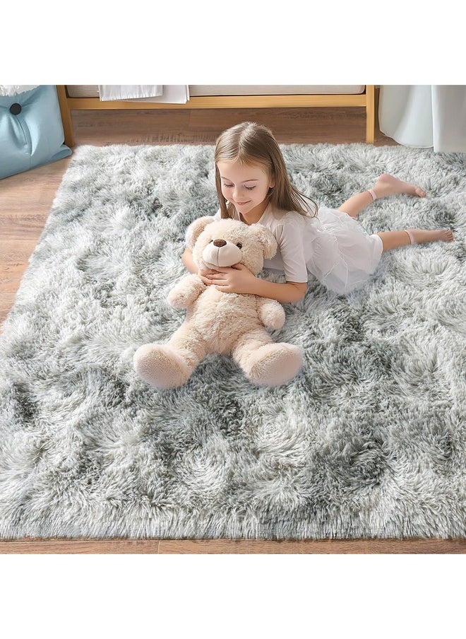 Quivlox - Gradual change tie-dye carpet, thickened soft and comfortable, washable without fading, household indoor carpet, dirt-resistant and non-slip, suitable for children to roll and play（120*160CM,Grey） - Image 1