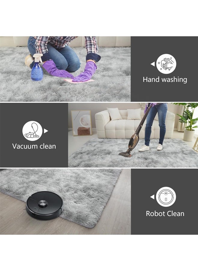 Quivlox - Gradual change tie-dye carpet, thickened soft and comfortable, washable without fading, household indoor carpet, dirt-resistant and non-slip, suitable for children to roll and play（120*160CM,Grey） - Image 1