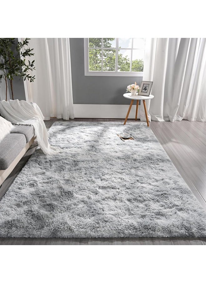 Quivlox - Gradual change tie-dye carpet, thickened soft and comfortable, washable without fading, household indoor carpet, dirt-resistant and non-slip, suitable for children to roll and play（120*160CM,Grey） - Image 1
