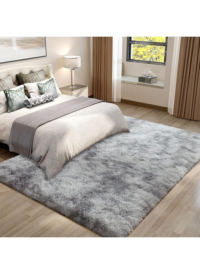 Quivlox - Gradual change tie-dye carpet, thickened soft and comfortable, washable without fading, household indoor carpet, dirt-resistant and non-slip, suitable for children to roll and play（120*160CM,Grey） - Image 1
