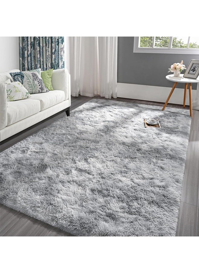 Quivlox - Gradual change tie-dye carpet, thickened soft and comfortable, washable without fading, household indoor carpet, dirt-resistant and non-slip, suitable for children to roll and play（120*160CM,Grey） - Image 1