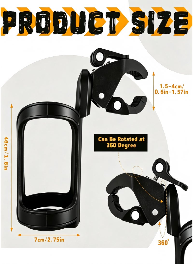 DIKOCO Cup Holder for Bike 360° Rotation Bike Bottle Cage,Bike Water Bottle Holders,Cycling Cup Holder,Handlebar Mount Cup Holder for Bike & Stroller - Image 4