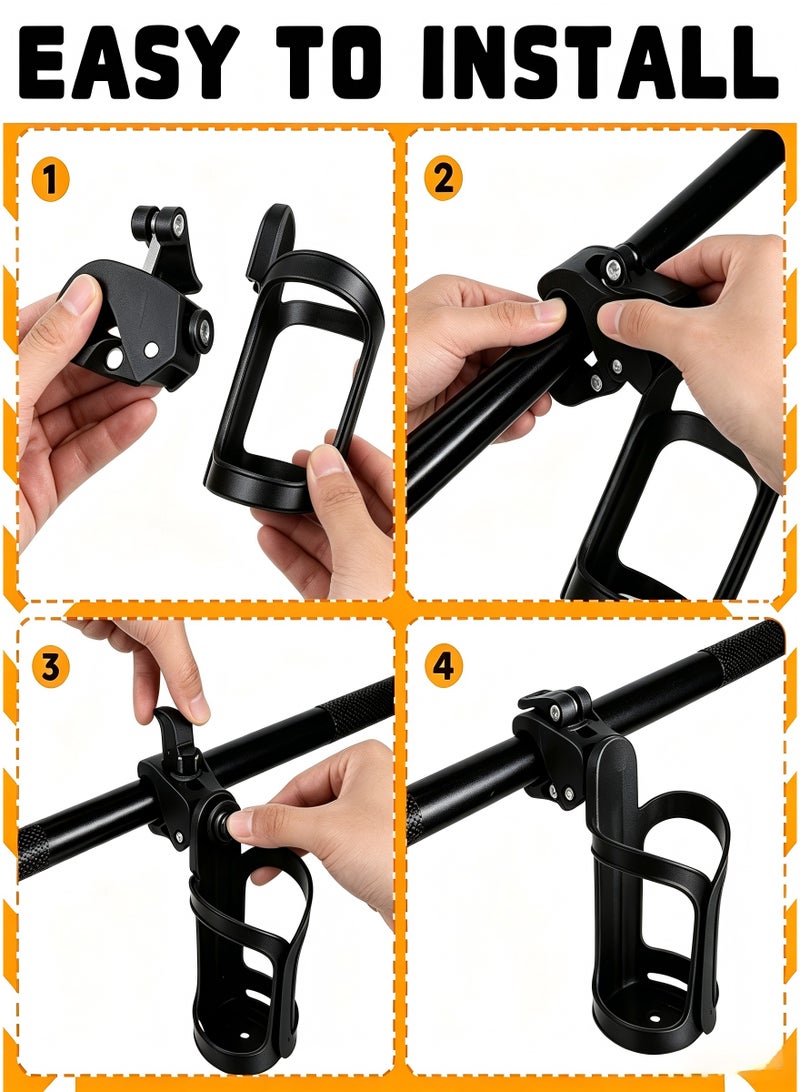 DIKOCO Cup Holder for Bike 360° Rotation Bike Bottle Cage,Bike Water Bottle Holders,Cycling Cup Holder,Handlebar Mount Cup Holder for Bike & Stroller - Image 3