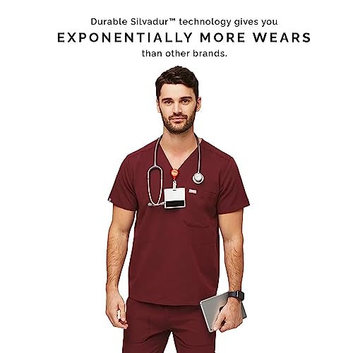 FIGS Chisec Three-Pocket Scrub Top for Men – Burgundy, L - Image 4