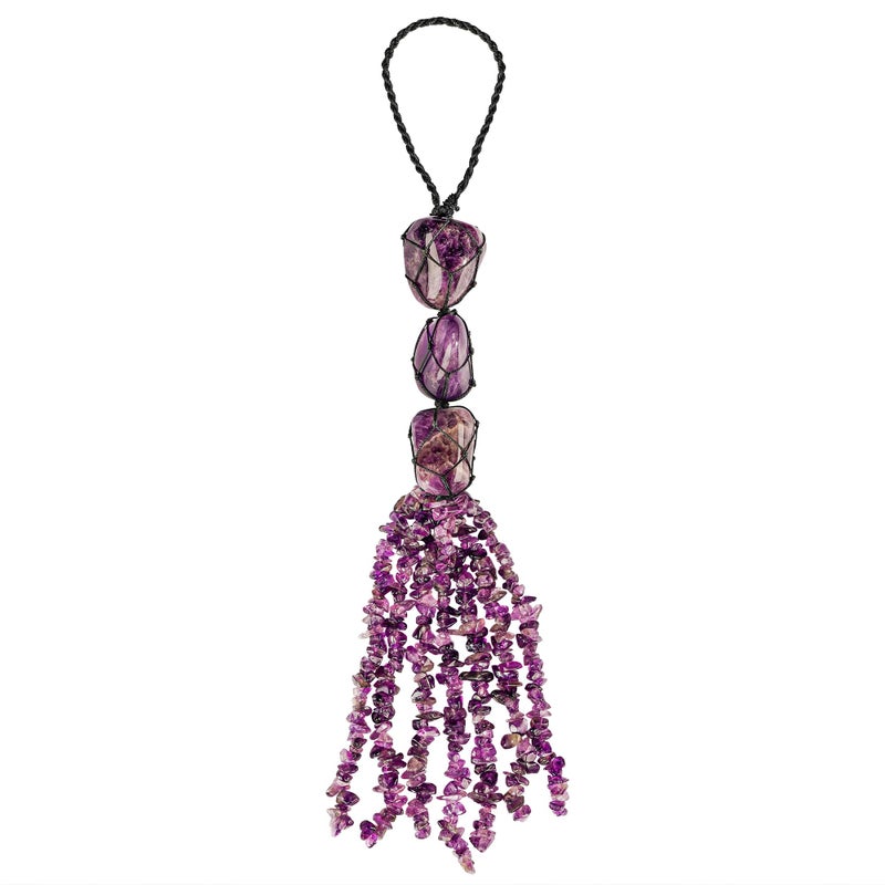 KARMAPLEDGE Amethyst Crystal Hanging Ornaments  Chakra Stone Crystal Tree of Life for Car Mirror  Wall Hanging Decor  Handmade Home Decoration  Mediation Accessories  Positive Gifts for Women - Image 1