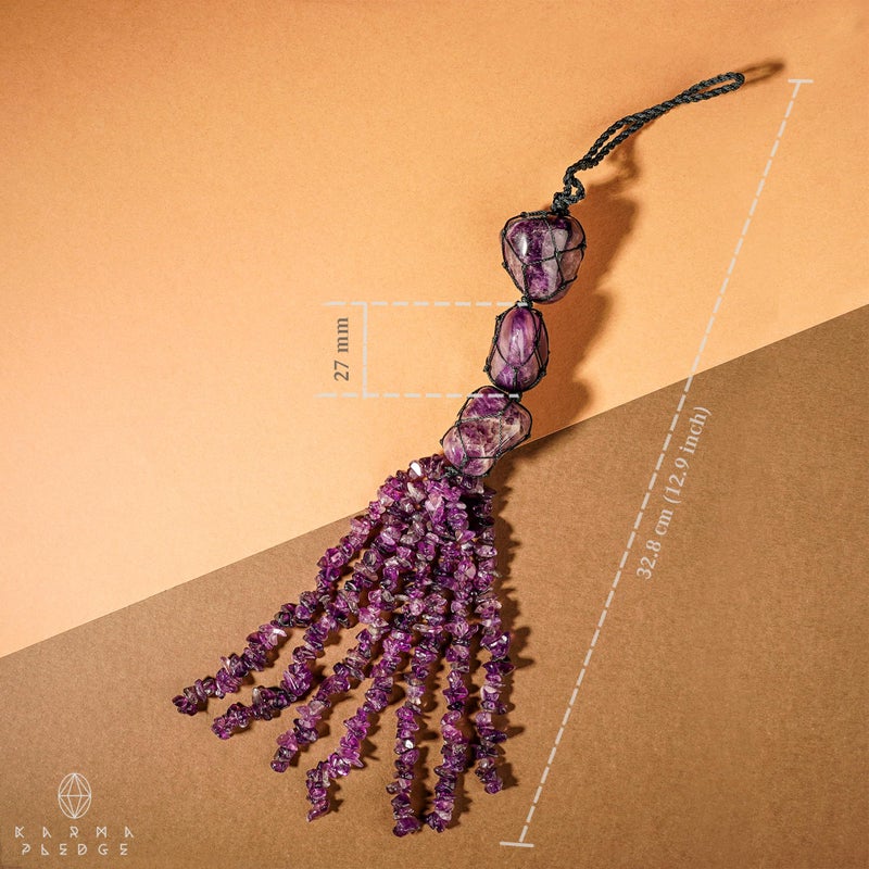 KARMAPLEDGE Amethyst Crystal Hanging Ornaments  Chakra Stone Crystal Tree of Life for Car Mirror  Wall Hanging Decor  Handmade Home Decoration  Mediation Accessories  Positive Gifts for Women - Image 5