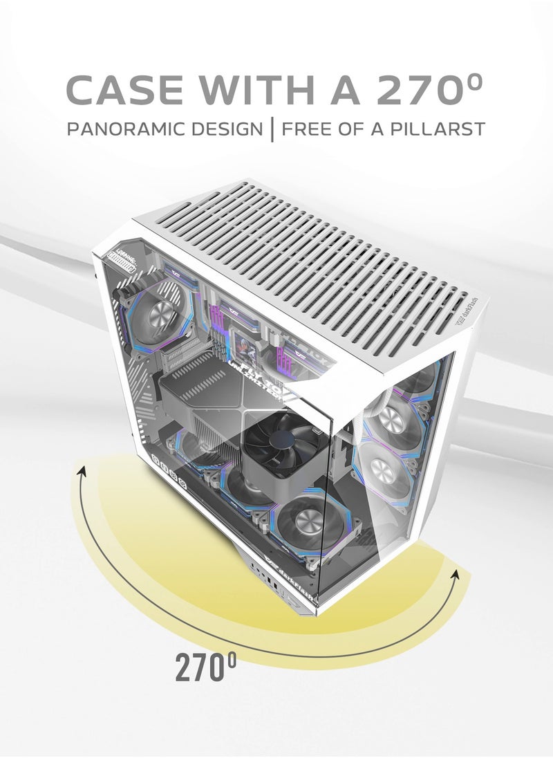aigo Darkflash DY470 ATX/MATX/ITX Triple Glass Gaming PC Case with 4*120MM ARGB Fans & GPU Holder, Triple Glass Design, Supports 360MM Radiators, USB Type-C, 10*120MM Fans Compatible Gaming Case  - Image 2