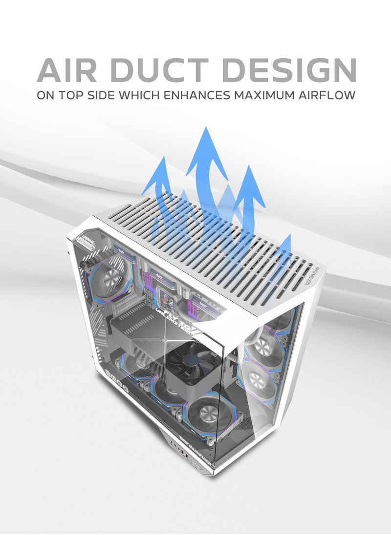 Darkflash DY470 ATX/MATX/ITX Triple Glass Gaming PC Case with 4*120MM ARGB Fans & GPU Holder, Triple Glass Design, Supports 360MM Radiators, USB Type-C, 10*120MM Fans Compatible Gaming Case