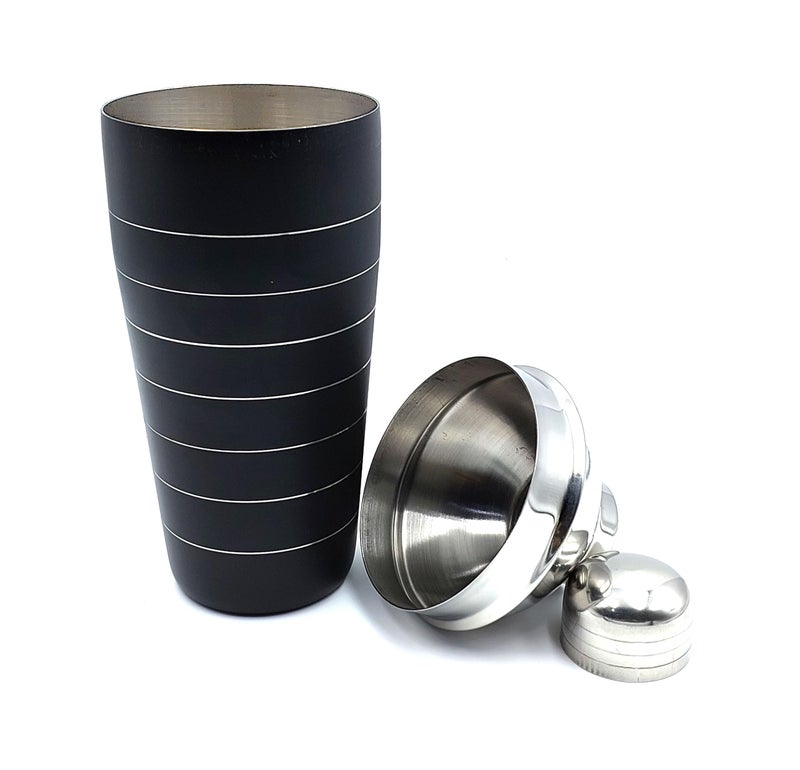 EVK® Pack of 4 Piece Black Ring Bar Set for Drink/Gift, Double Wall - Ice Bucket with Tong, Peg Measurer & Cocktail Shaker - Image 5