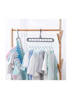 Generic Fulfun Magic Clothes Hanger Organizer, Rotate Anti-skid Folding Hanger with Multifunction Space Saving and Cascading Features, 10 Standard Hangers with 9 Holes for Drying and Storage  - Image 2