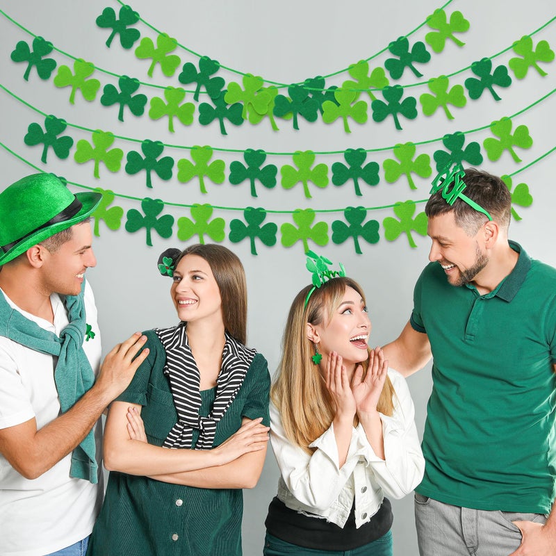 Heartome 50 PCS St Patricks Day Decorations, St Patricks Day Garland NO DIY, Adjustable St Patricks Day Banner, 8.2 FT Dark Light Green Shamrock Garland Hanging Felt St Patricks Banner Irish Party Indoor - Image 4
