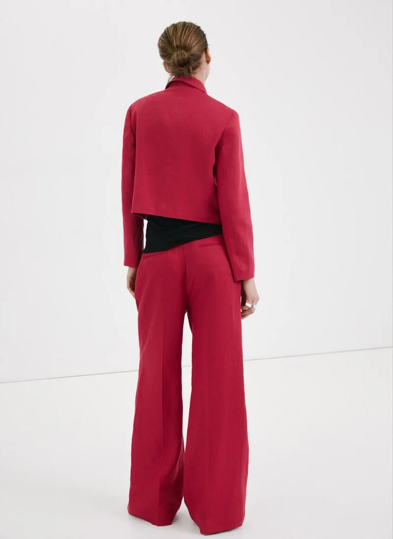 MANGO Straight Linen-Blend Trousers