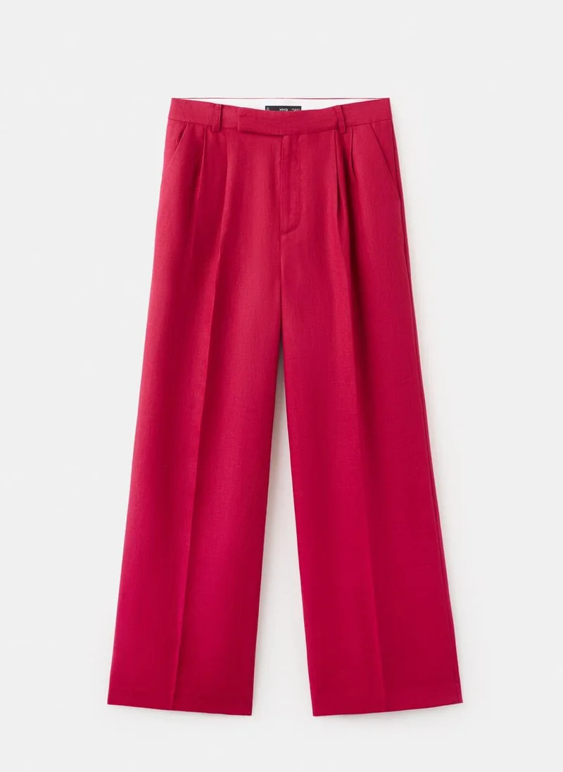 Mango  Straight Linen-Blend Trousers for Women | Best Price UAE
