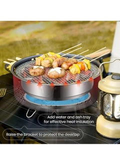 VUCATIN Mini Charcoal BBQ Grill with Storage Bag 12.2 Inches Multipurpose Small Charcoal Grill Stove Charcoal Coffee Warmer for Camping RV Picnic Backyard (Black)  - Image 3