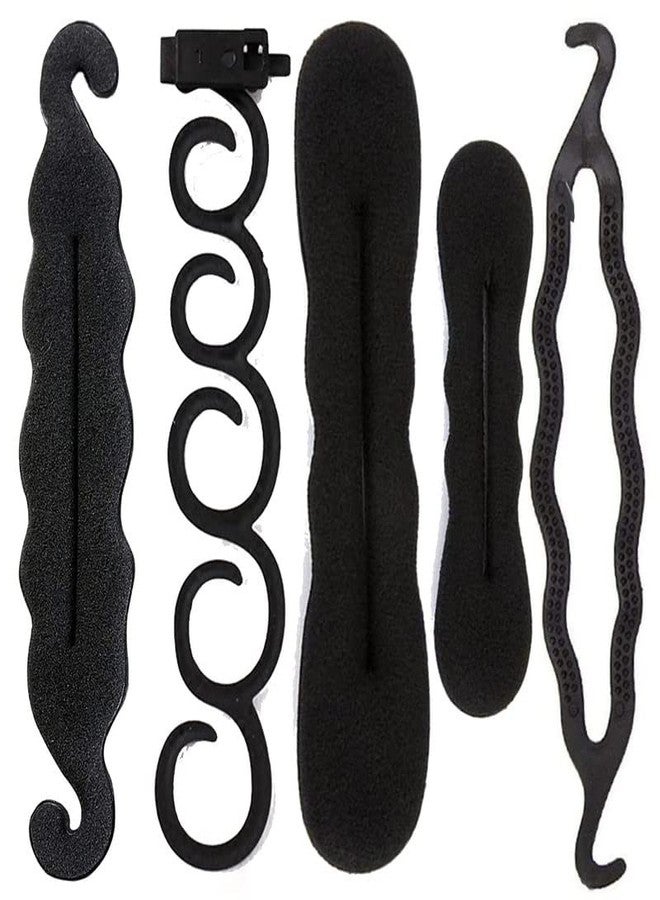 كرونيكس مجموعة كرونكس من 5 قطع، إكسسوارات شعر نسائية أنيقة، تتضمن وصلات شعر وأداة صنع وصلات الشعر - أسود - Image 1