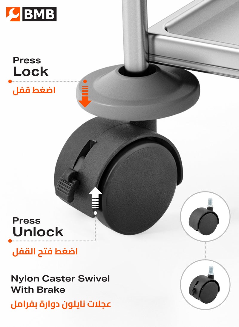 بي إم بي تولز طقم كفر كنب مسمار 2 حبة متحرك و2 حبة فرامل - 2 إنش، برغي M10x35 ملم، قوة تحمل 25 كجم لكل عجلة (إجمالي 100 كجم) للكراسي والخزانات - Image 3